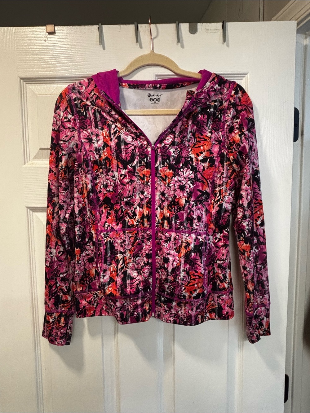 Girls  Pink Floral Zip Hoodie Jacket by Mambo